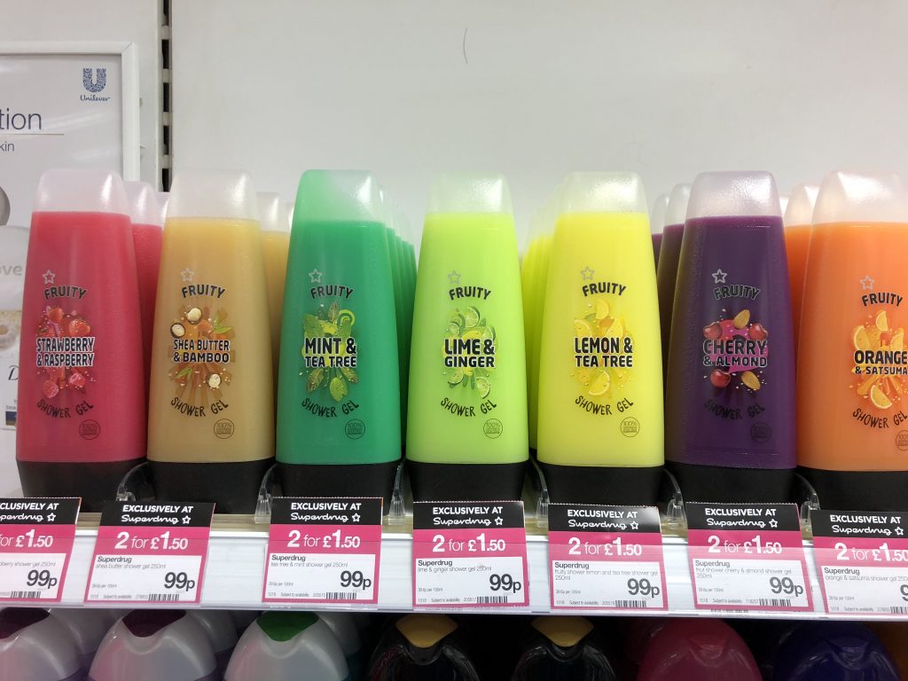 Superdrug shower gel 2 for £1.50 Vegan Steals