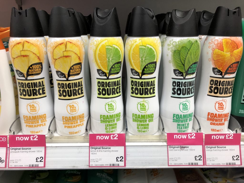 Original Source Foaming shower gel £2 in Superdrug Vegan Steals