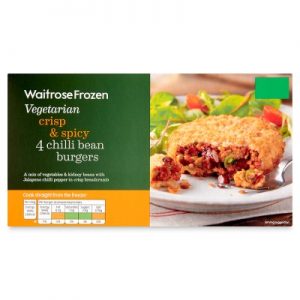 Waitrose Frozen 4 vegetarian chilli bean burgers