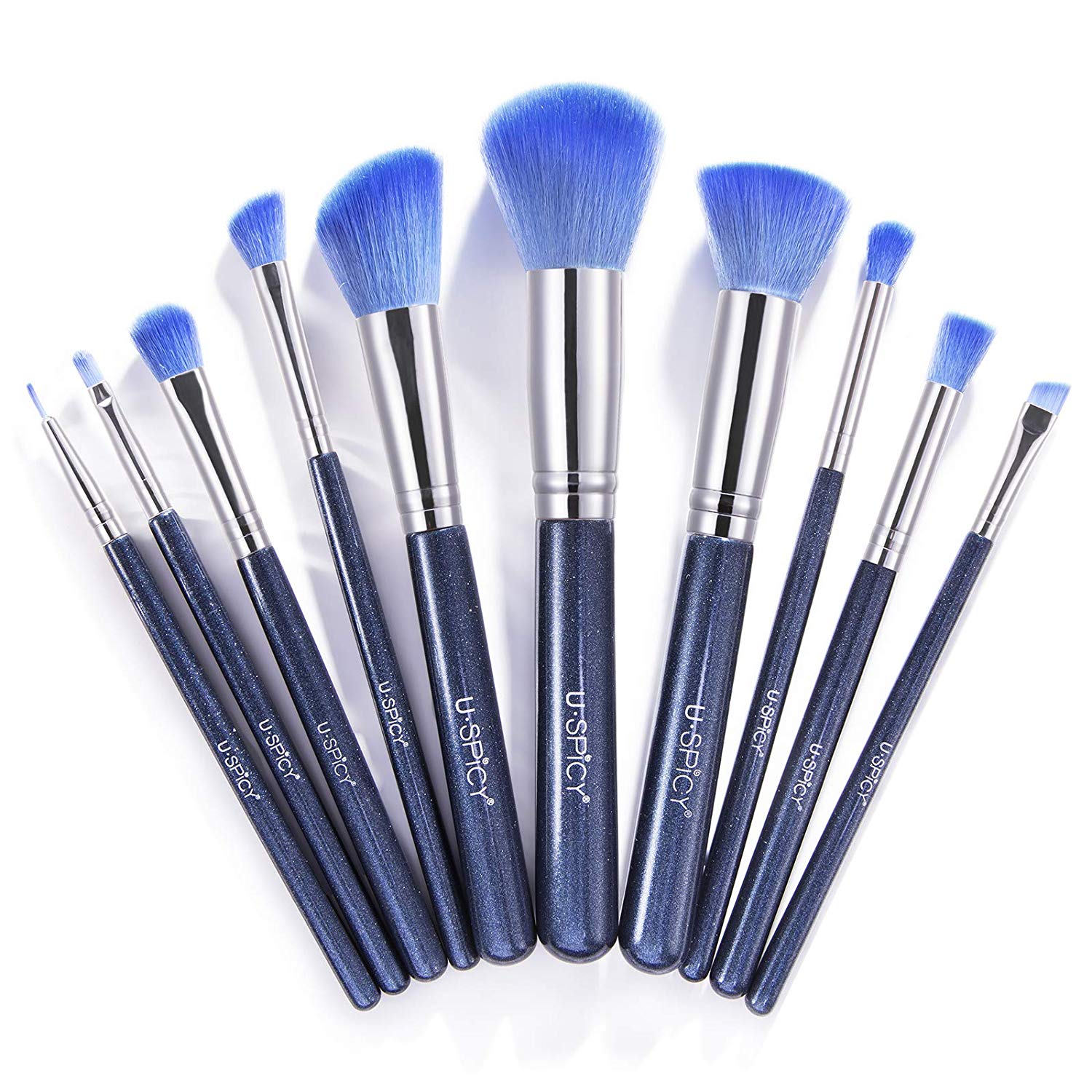 USpicy Makeup Brushes Set Professional Cosmetics 10 Piece Makeup Brush Set Beauty Brushes with Synthetic and Vegan Bristles