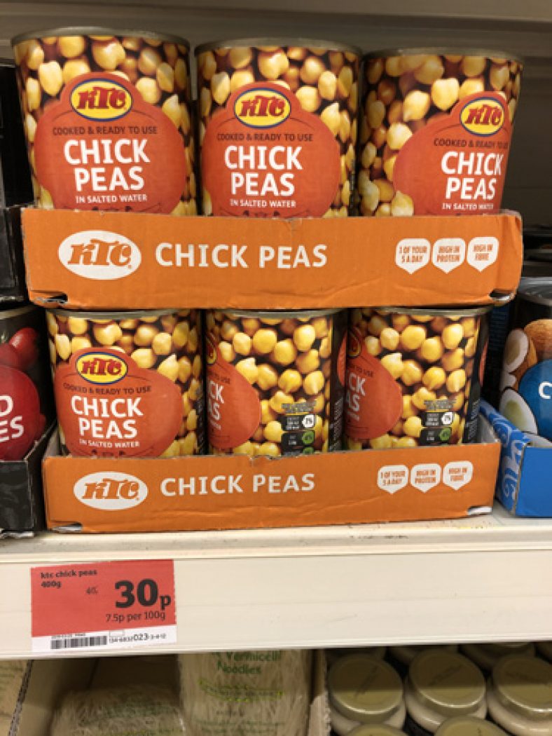KTC Chick Peas 30p a can Vegan Steals