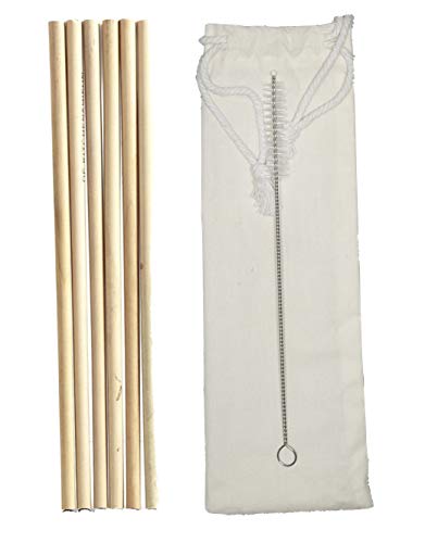 Bamboo Drinking Straws - 6 Straws, Cotton Bag & Cleaning Brush